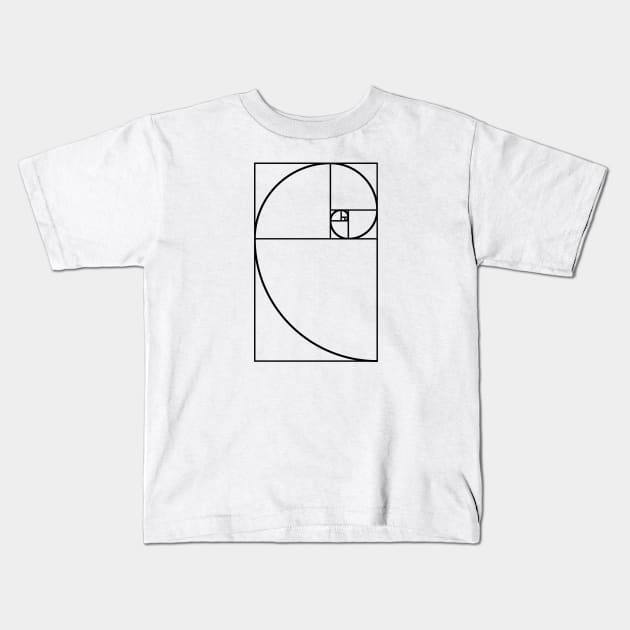 golden ratio black Kids T-Shirt by hunnydoll